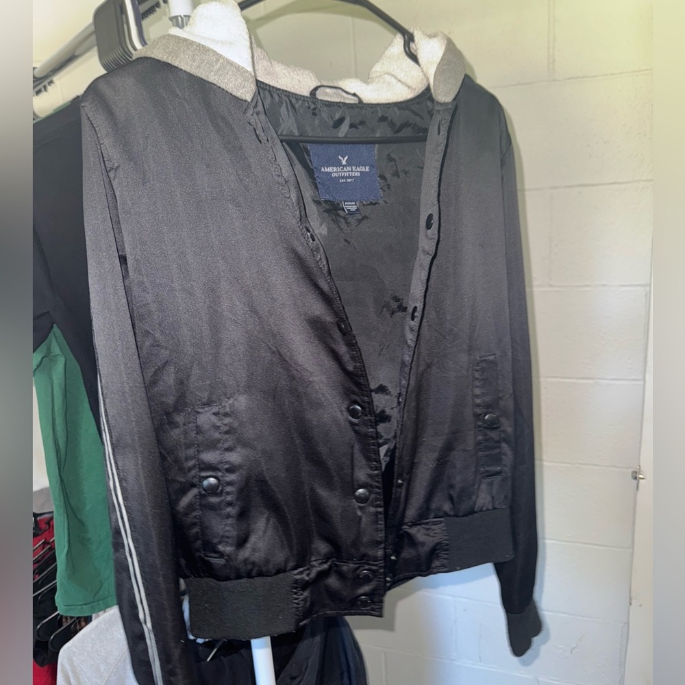 American Eagle Outfitters Black Bomber Jacket
